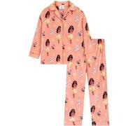 Disney Moana Pyjamas, Girls Button Up Fleece Pyjamas | Adorable Moana Print, Classic Button Up Style, Super Soft Fleece, Wide Leg Pj Bottoms With Stretchy Waistband