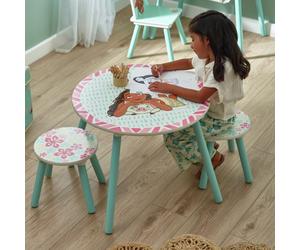 Disney Moana Round Table and Stool - Pink on White