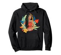 Disney Moana Sailboat And Floral Background Drawn Portrait Pullover Hoodie