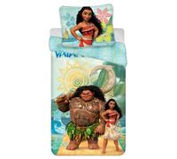 Disney Oceania Vaiana Bed Linen, Duvet Cover 140 x 200 cm + Pillowcase 70 x 90 cm, 100% Cotton, Multicoloured (Reversible)