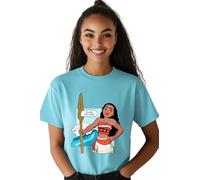 Disney Moana Sky Blue T-Shirt for Women Soft Cotton Casual Tee | Sizes S-3XL (UK, Alpha, S, Regular, Regular, Standard, Sky Blue)