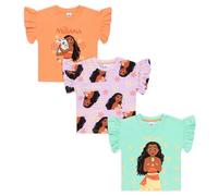 Disney Moana T-Shirts for Girls | Moana Top Multipack Pack of 3 | 100% Cotton | Short Sleeve Ages 2-12 Years (11-12) Multicoloured