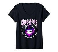 Disney Moana Tamatoa Crabulous Neon Face Circle Portrait V-Neck T-Shirt