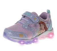 Disney Moana Tangled Little Mermaid Girls LED Light Pull On Sneakers Ariel Moana Rapunzel (Size: 6-10 Little Kid/11-12 Little Kids), Pink Purple, 7 Toddler