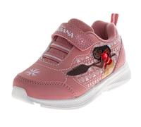 Disney Moana Tangled Little Mermaid Girls LED Light Pull On Sneakers Ariel Moana Rapunzel (Size: 6-10 Little Kid/11-12 Little Kids), Pink Coral, 21 EU