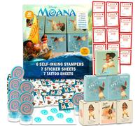 Disney Moana Valentine's Day Classroom Gift Exchange Set - Bundle with 20 Treat Boxes with Stickers, Tattoos, Stampers for Valentines Classroom Party Moana Goodie Bags