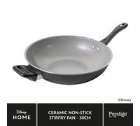 Disney Monochrome Mickey Mouse: Ceramic Non-Stick Wok & Helper Handle - 30cm