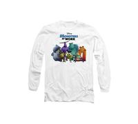 Disney Monsters At Work Logo Light With Monsters Mike, Sully, Tylor Long Sleeve T-Shirt, White | Size: Medium Disney White M