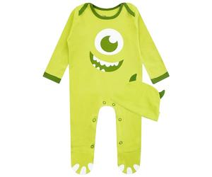 Disney Monsters Inc Baby Newborn Sleepsuit With Hat | Mike Wazowski Costume Monsters Inc Baby Grow Costume | Ages 0 to 18 Months