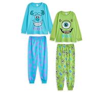 Disney Monsters Inc Boys Blue & Green Pyjama Set Pack of 2 | Long Sleeve Top & Long Bottoms | Sully & Mike Graphic Nightwear | Kids Character PJs Merch - 5-6 Years