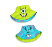 Disney Monsters Inc Kids Reversible Bucket Hat | Green with Mike Wazowski & Blue with Sulley's Face | Casual Sun Protection Accessory | Unisex Character Hat