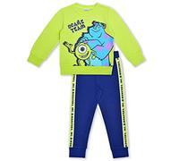 Disney Monsters Inc. Long Sleeve Shirt and Jogger Pant Set for Boys, Comfy Active Wear for Kids, Lime and Blue, Size 2T