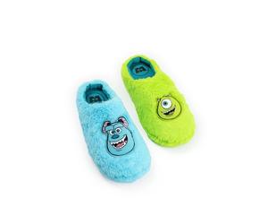 Disney Monsters Inc Mike Wazowski & Sulley Blue & Green Mule Slippers | Fluffy Indoor Wear | Unisex Adults Lounging Footwear Merch - 11-12 UK