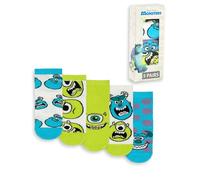 Disney Monsters Inc Unisex Kids Calf Socks Set of 5 | Blue, Green & White Polkadot & Graphic Design | Everyday Wear Featuring Mike & Sully Merch - 12.5-3.5 UK Child