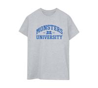 Disney Women's Monsters University Logo Cotton Boyfriend T-Shirt in Grey | Size: 5XL Disney Grey 5XL