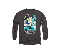 Disney Mulan Action Panels Long Sleeve T-Shirt, Charcoal | Size: Small Disney Charcoal S