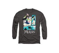 Disney Mulan Action Panels Long Sleeve T-Shirt, Charcoal | Size: 2XL Disney Charcoal 2XL