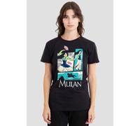Mulan Women's Action Panels Ladies T Shirt, Black, L