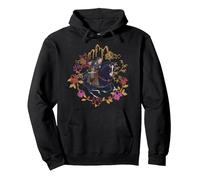 Disney Mulan And Khan Floral Circle Portrait Pullover Hoodie, Adult Unisex, Black, Medium