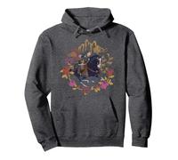 Disney Mulan And Khan Floral Circle Portrait Pullover Hoodie, Adult Unisex, Dark Heather Grey, Medium
