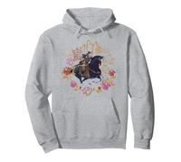 Disney Mulan And Khan Floral Circle Portrait Pullover Hoodie, Adult Unisex, Heather Grey, Small