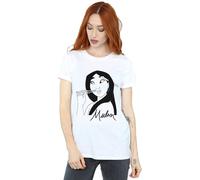 Disney Women's Mulan Chopsticks Cotton Boyfriend T-Shirt in White | Size: 3XL Disney White 3XL