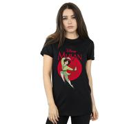 Disney Mulan Dragon Circle Cotton Boyfriend T-Shirt In Black Black