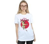 Disney Mulan Dragon Circle Cotton Boyfriend T-Shirt In White White