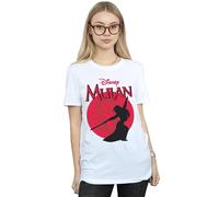 Disney Mulan Dragon Silhouette Cotton Boyfriend T-Shirt In White White 4XL
