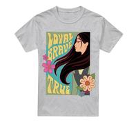 Mulan Loyal Brave True Profile T-Shirt Grey Disney Grey L