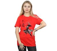 Disney Women's Mulan Movie Sword Jump Cotton Boyfriend T-Shirt in Red | Size: Large Disney Red L