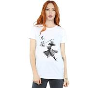 Disney Women's Mulan Movie Sword Jump Cotton Boyfriend T-Shirt in White | Size: 2XL Disney White 2XL
