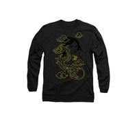 Disney Mulan Mushu Breezy Illustration Long Sleeve T-Shirt, Black Black
