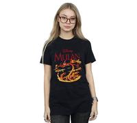 Disney Mulan Mushu Dragon Fire Cotton Boyfriend T-Shirt In Black Black XXL