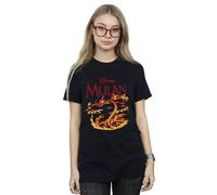 Disney Mulan Mushu Dragon Fire Cotton Boyfriend T-Shirt In Black Black 4XL