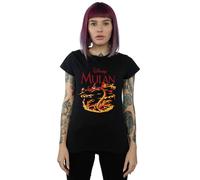 Disney Mulan Mushu Dragon Fire Cotton T-Shirt In Black Black S