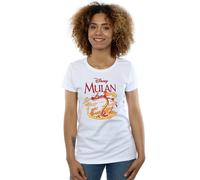 Disney Mulan Mushu Dragon Fire Cotton T-Shirt In White White M