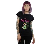Disney Women's Mulan Pink Magnolia Cotton T-Shirt in Black | Size: Large Disney Black L