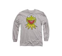 Disney Muppets Kermit Head Long Sleeve T-Shirt, Athletic Heather in Light Grey | Size: 2XL Disney Light Grey 2XL