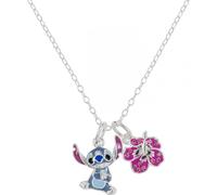 Disney 925 Sterling Silver Lilo and Stitch Ohana Charm Pendant Necklace for Girls