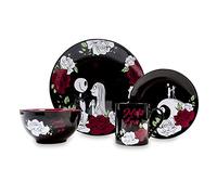 Disney Nightmare Before Christmas Jack and Sally Roses 16-Piece Dinnerware Set