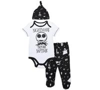 Disney Nightmare Before Christmas Jack Skellington Oogie Boogie Sally Newborn Baby Boys Bodysuit Pants and Hat 3 Piece Outfit Set Newborn