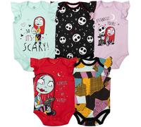 Disney Nightmare Before Christmas Jack Skellington Sally Infant Baby Girls 5 Pack Bodysuits Multicolor 18 Months