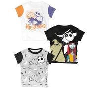 Disney Nightmare Before Christmas Jack Skellington Sally Oogie Boogie Zero Graphic T-Shirt Set Kids Clothes, White/Black/Cool Grey, 4 Years