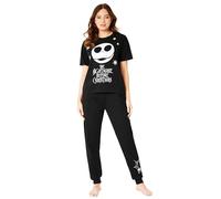 Disney Nightmare Before Christmas Ladies Pyjamas Set Nightwear T-Shirt Long Bottoms PJs Gifts for Women and Teenagers (XXL, Black/Christmas)