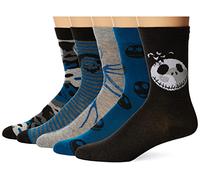 Disney Nightmare Before Christmas Men's 5 Pack Crew Socks, Grey Blue Multi, 10-13