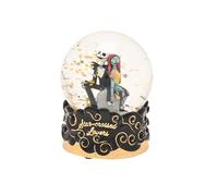 Disney Nightmare Before Christmas Snow Globe - Jack Skellington & Sally Figurines - Black & Gold Water Ball with Gothic Base - Collectible Gift for Fans