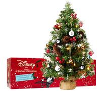 Disney Nightmare Before Christmas Tree with 12 Baubles, 1.67ft Pre-lit Mini Artificial Tree with LED White String Lights Frosted Tips, Tabletop Xmax Gifts (Multi TNBC)