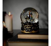 Disney Nightmare Before Christmas Snow Globe - Jack Skellington & Sally Figurines - Black & Gold Water Ball with Gothic Base - Collectible Gift for Fans