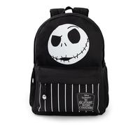 Disney The Nightmare Before Christmas Jack Skellington Backpack | Black and White Stripes Design | Zip-Up School Bag for Back to School & Carrying Books Merch